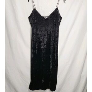 Fashion Nova  Velvet Midi Dress Black Size 2X D1006 NWT